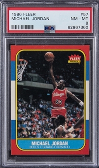 1986-87 Fleer #57 Michael Jordan Rookie Card - PSA NM-MT 8